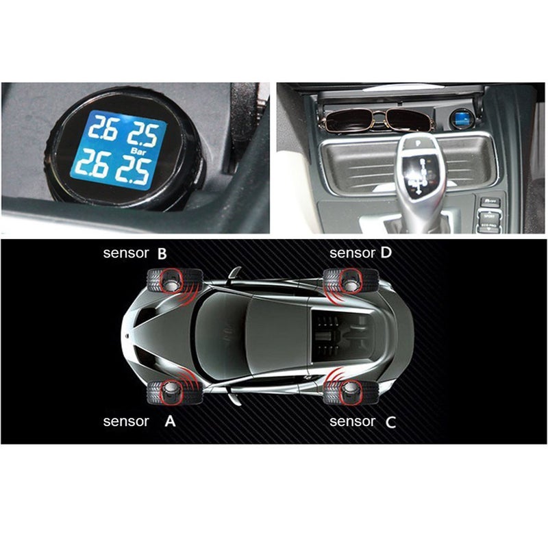 VESAFE Wireless Tire Pressure Monitoring System (TPMS) for Small Size 4-tire Vehicles, Including 4 External Cap sensors (0-87PSI) - Image 4